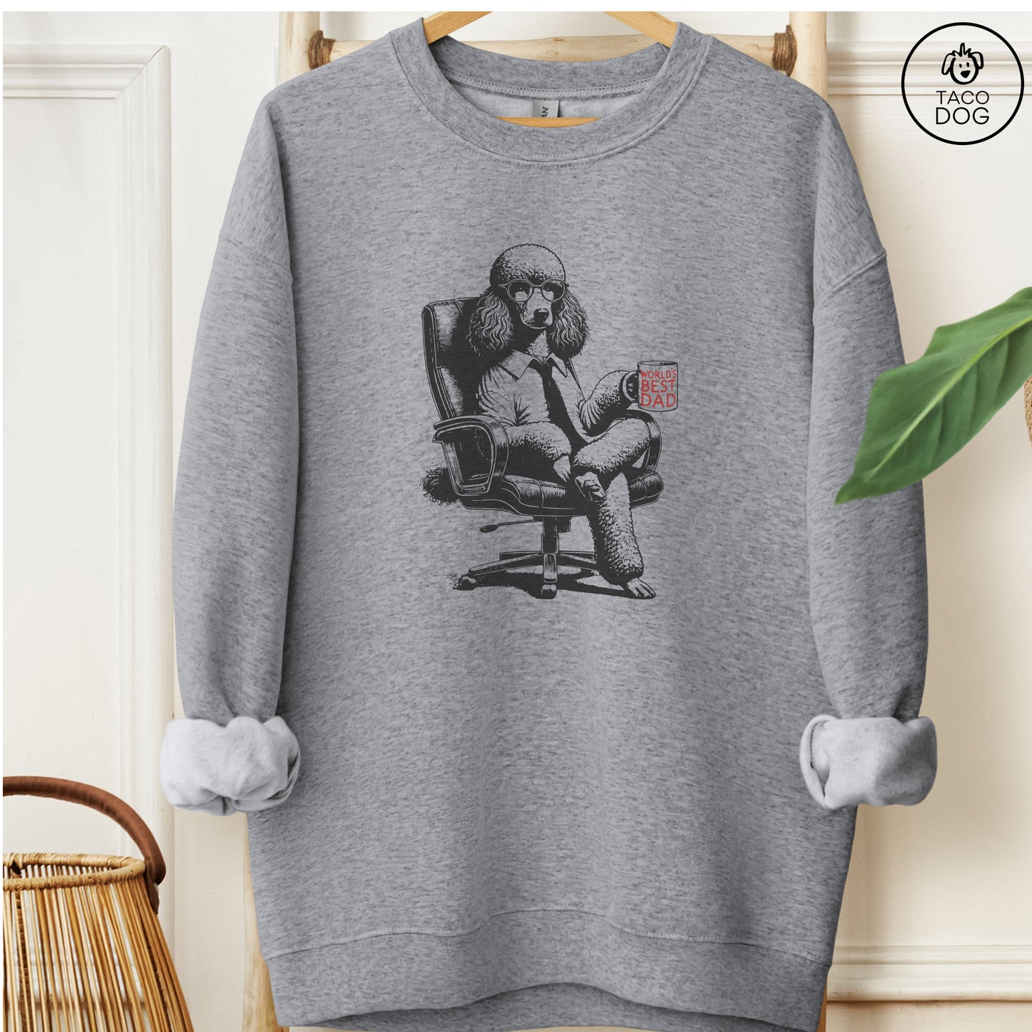Poodle World's Best Dad Mug Sweatshirt Graphite Heather Taco-Dog