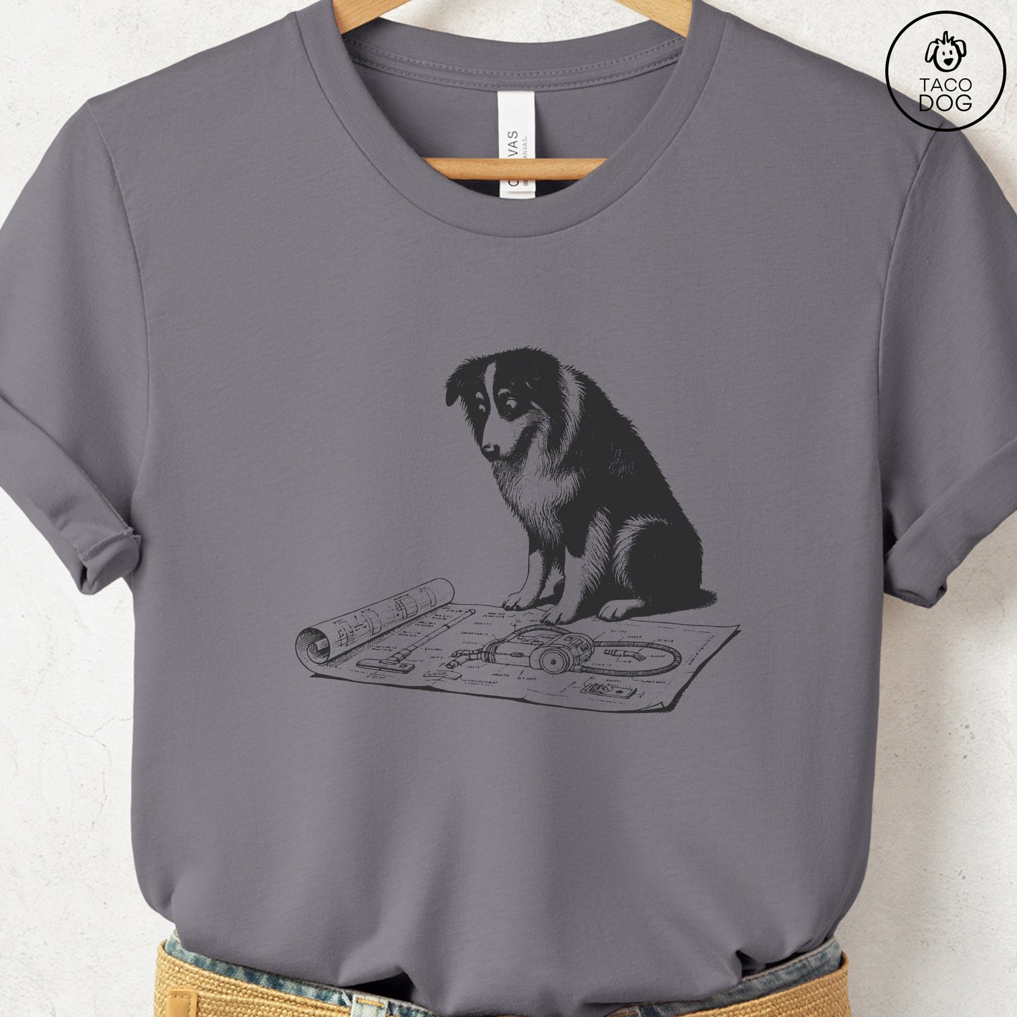 Australian Shepherd Aussie Vacuum Blueprint T-Shirt