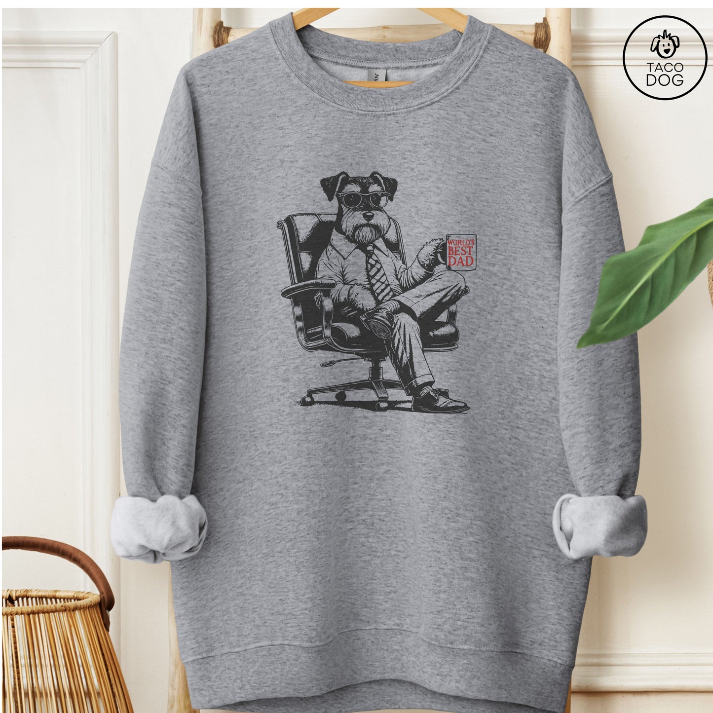 Schnauzer World's Best Dad Mug Sweatshirt Graphite Heather Taco-Dog