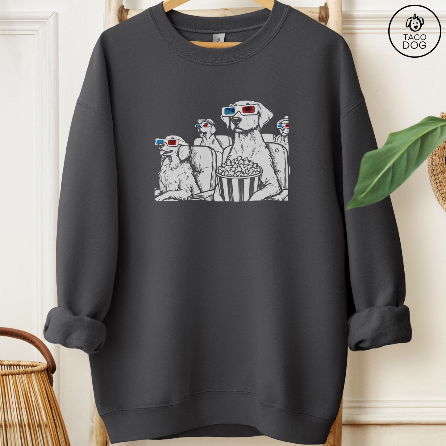 3-D Glasses Movie Dogs Cinema Sweatshirt Charcoal