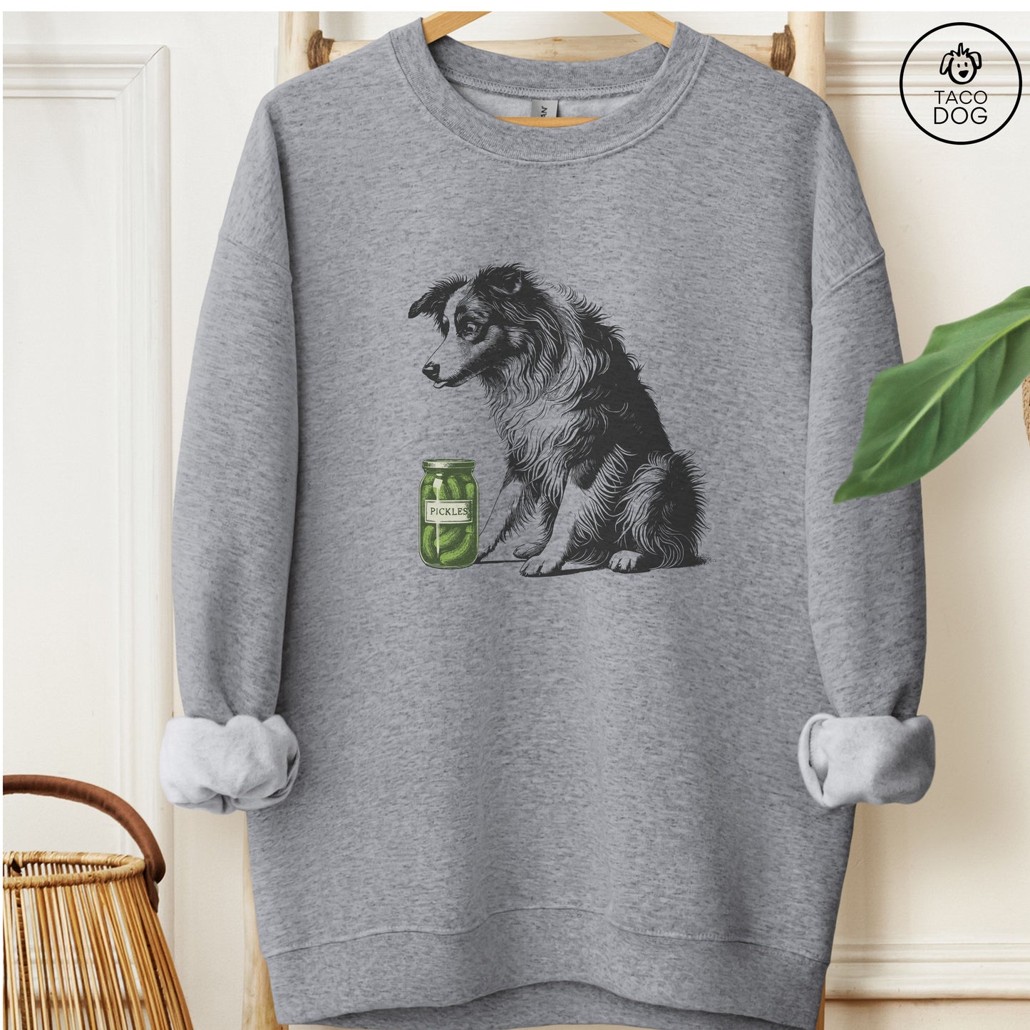Australian Shepherd Aussie Pickles Sweatshirt Graphite Heather Taco-Dog