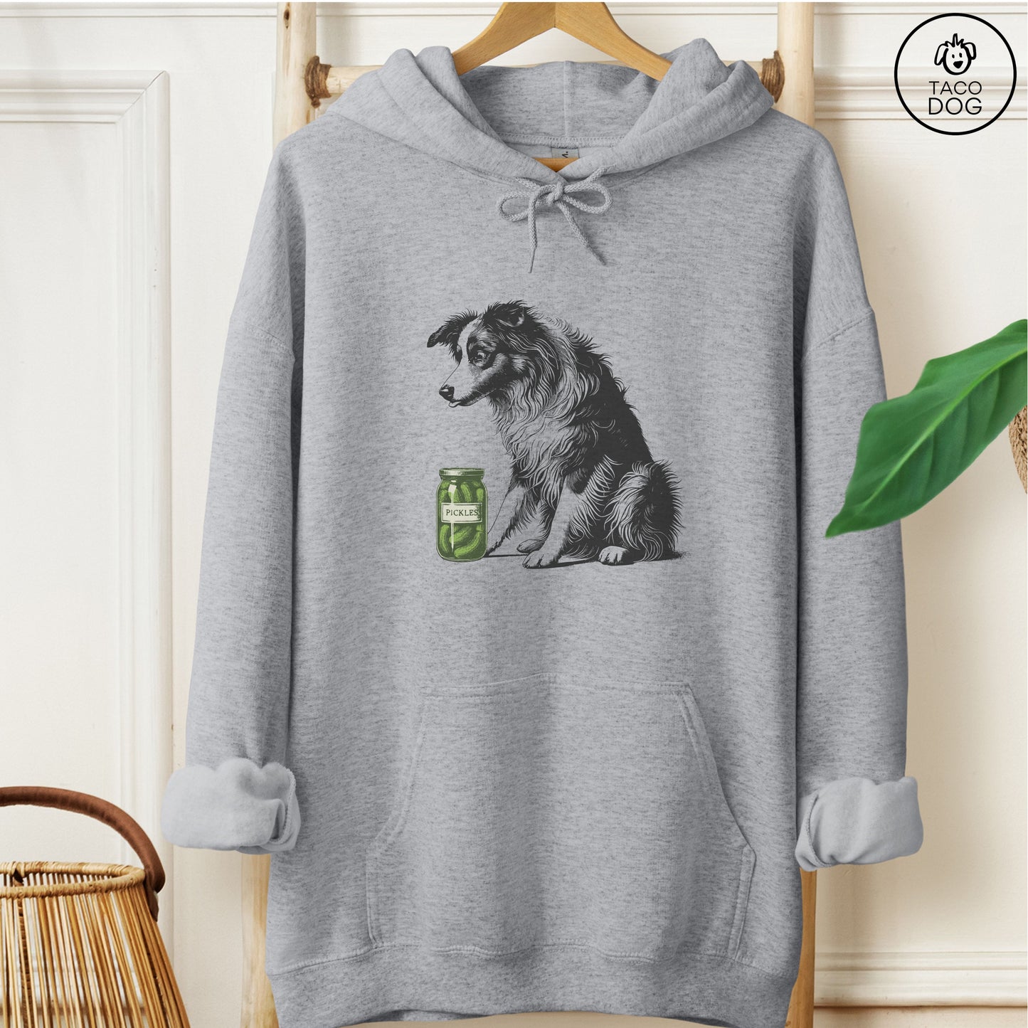 Australian Shepherd Aussie Pickles Hoodie Graphite Heather Taco-Dog