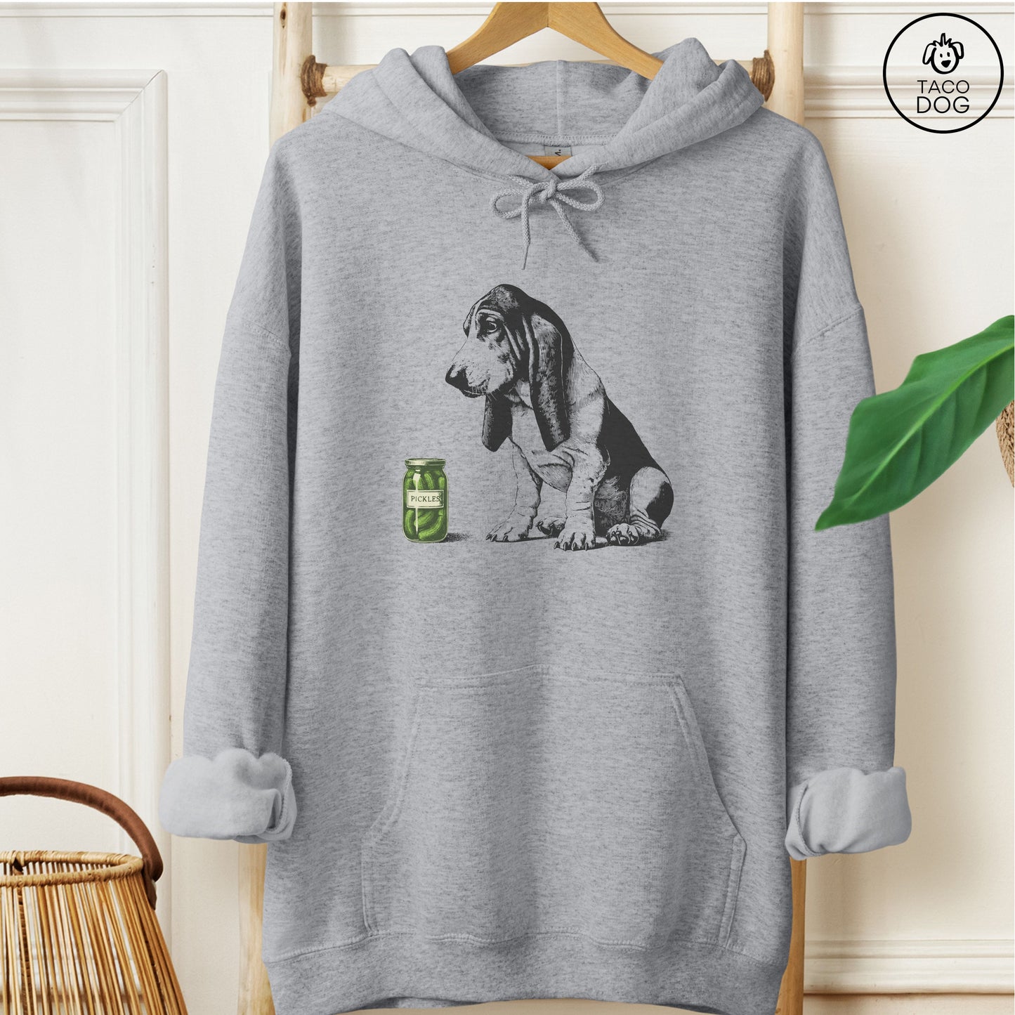 Basset Hound Pickles Hoodie Graphite Heather Taco-Dog