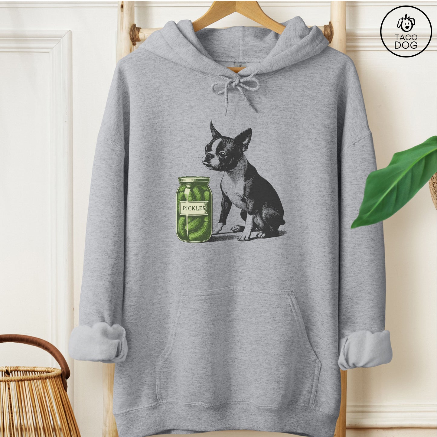 Boston Terrier Pickles Hoodie Graphite Heather