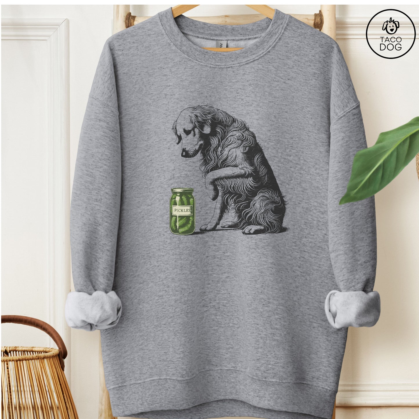 Golden Retriever Pickles Sweatshirt Graphite Heather Taco-Dog