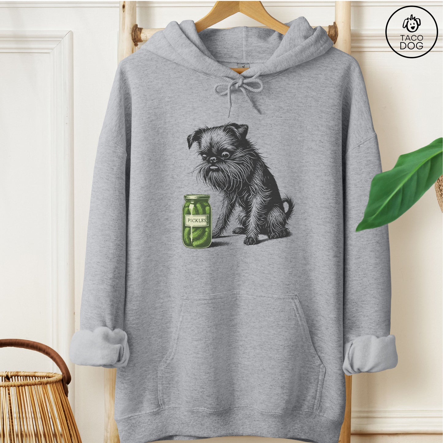 Brussels Griffon Griff Pickles Hoodie Graphite Heather Taco-Dog