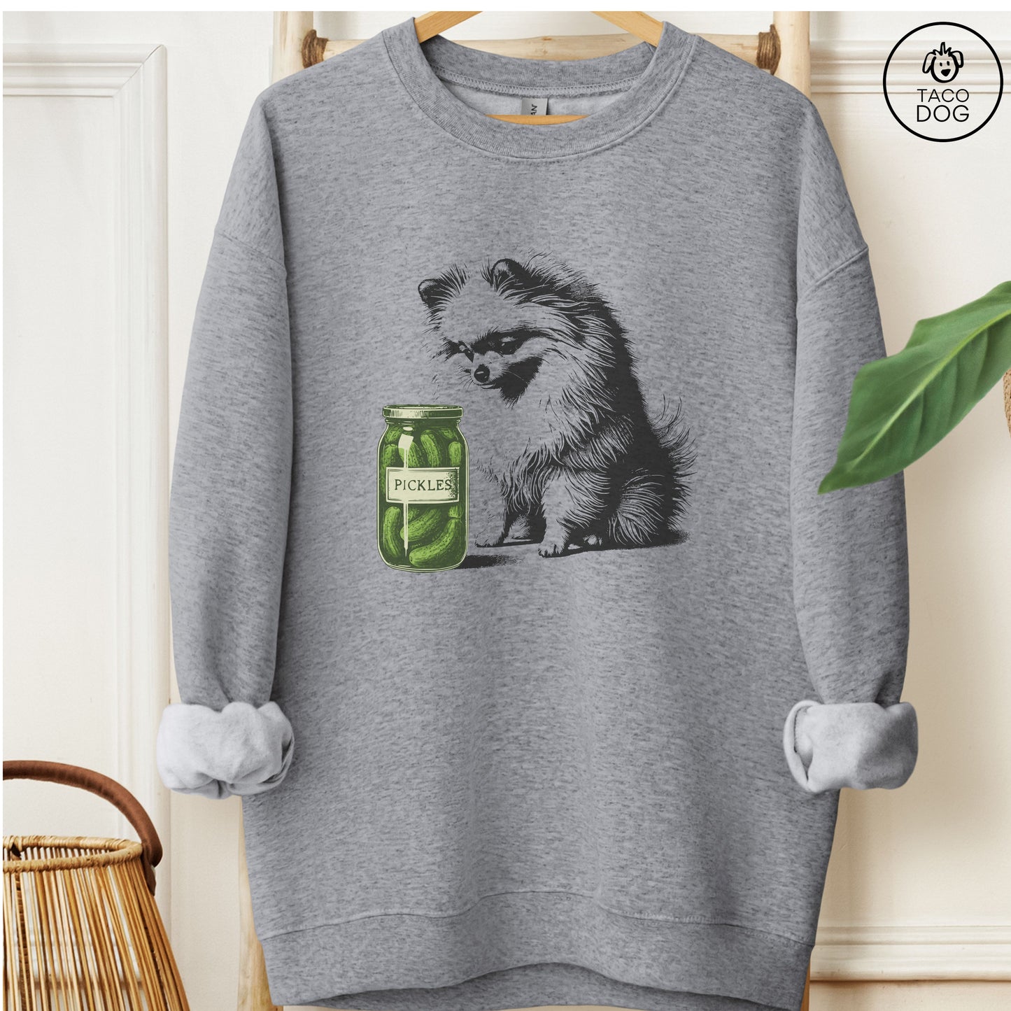 Pomeranian Pickles Sweatshirt Graphite Heather Taco-Dog