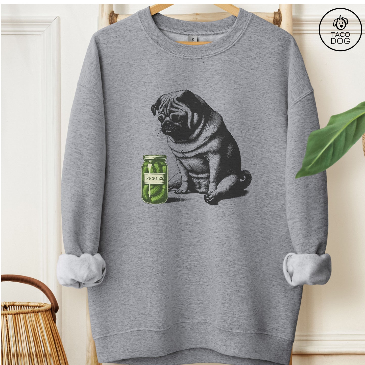 Pug Pickles Sweatshirt Graphite Heather Taco-Dog