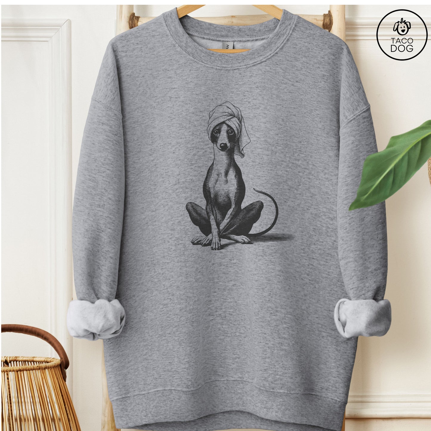 Italian Greyhound Whippet Iggy Spa Sweatshirt Graphite Heather Taco-Dog