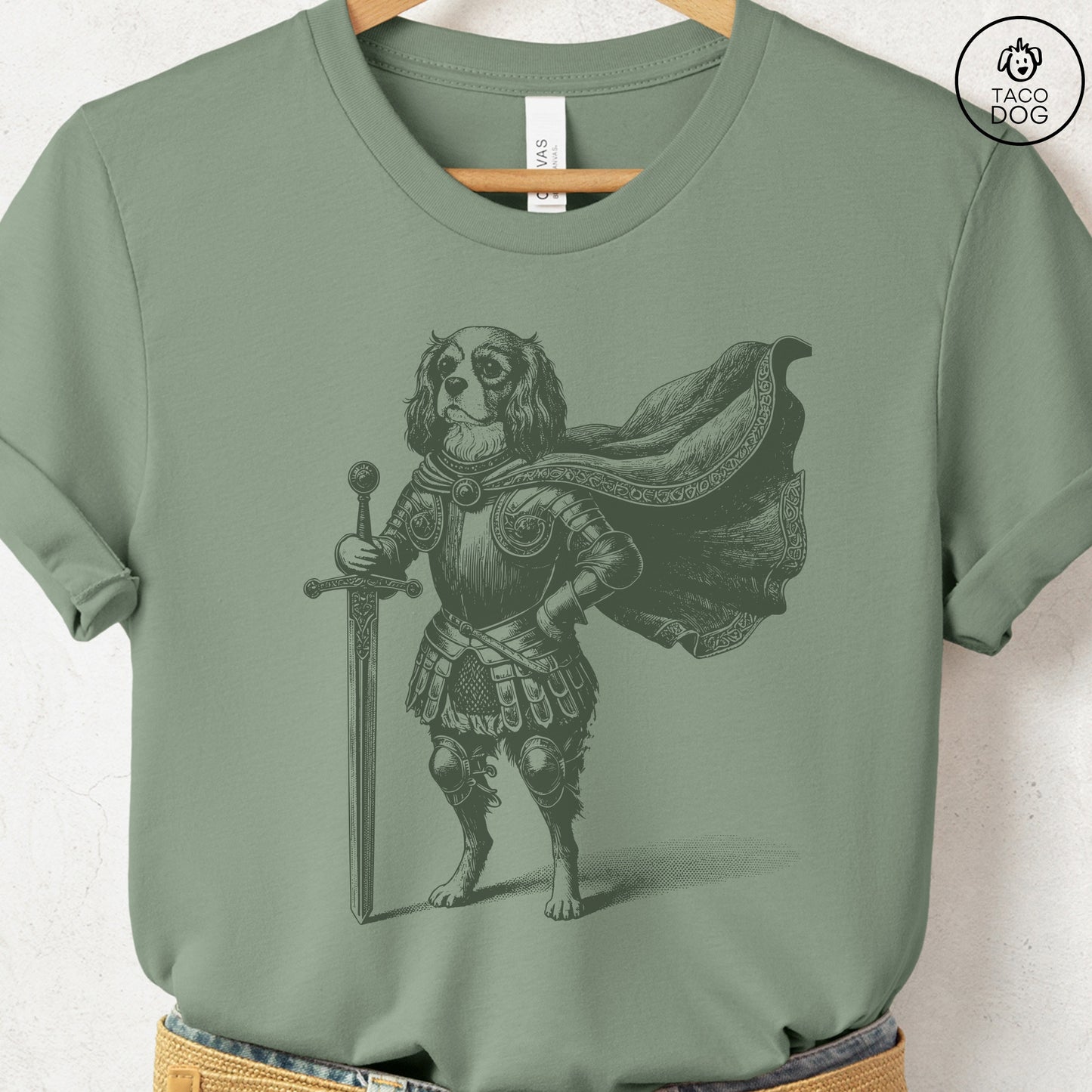 Cavalier King Charles Spaniel Knight T-Shirt Sage Taco-Dog