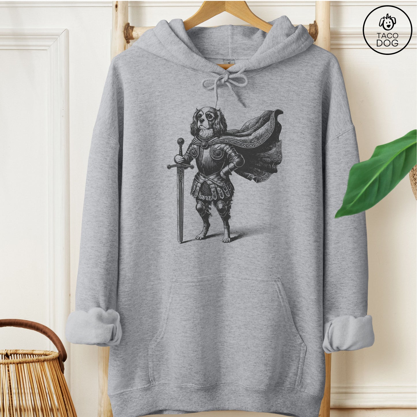Cavalier King Charles Spaniel Knight Hoodie Graphite Heather Taco-Dog