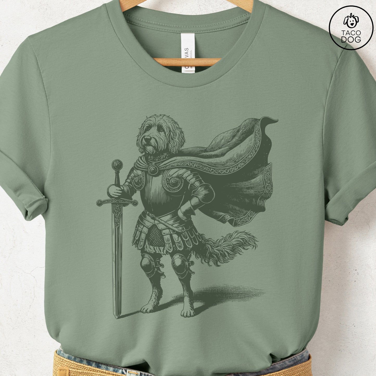Doodle Knight T-Shirt Sage Taco-Dog