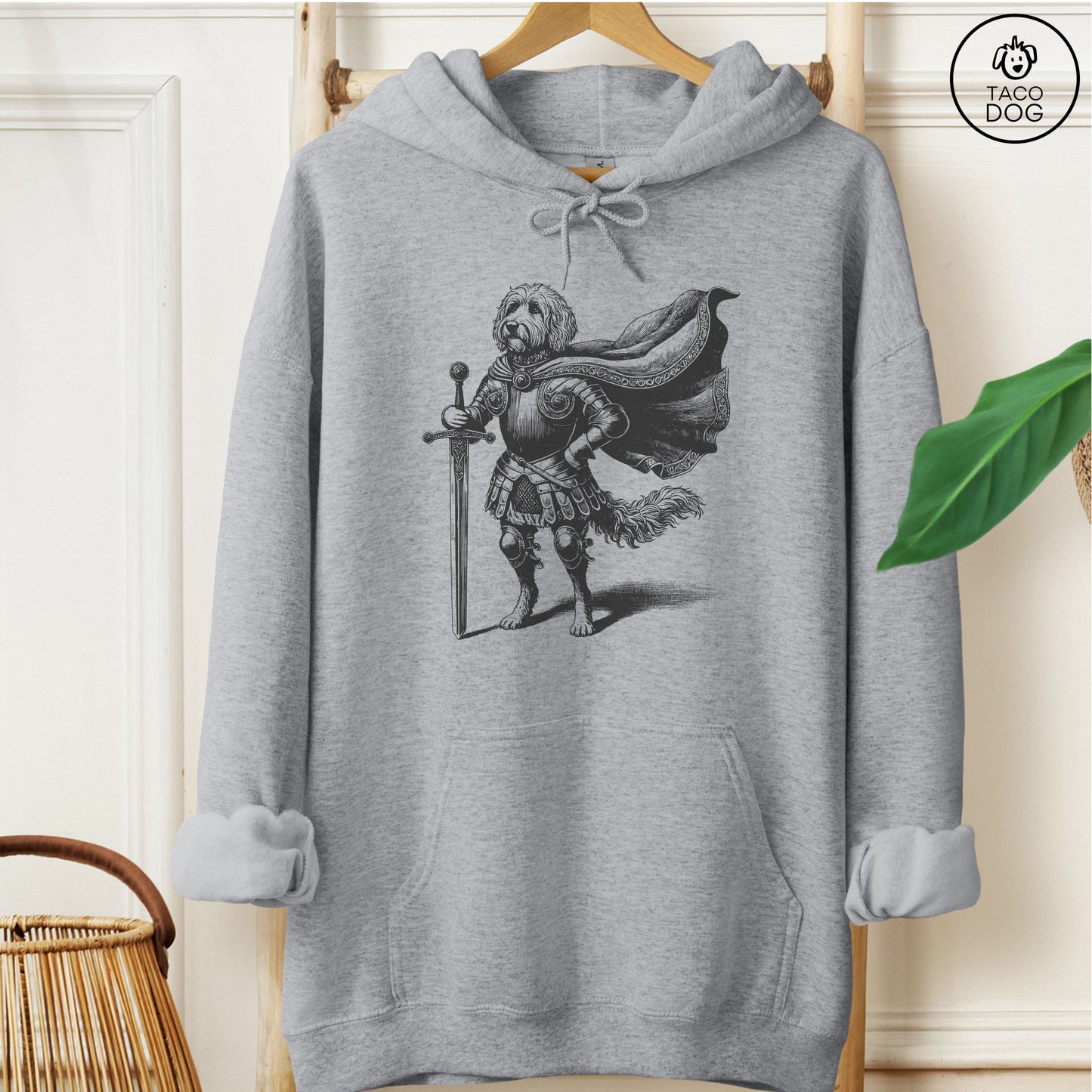 Doodle Knight Hoodie Graphite Heather Taco-Dog
