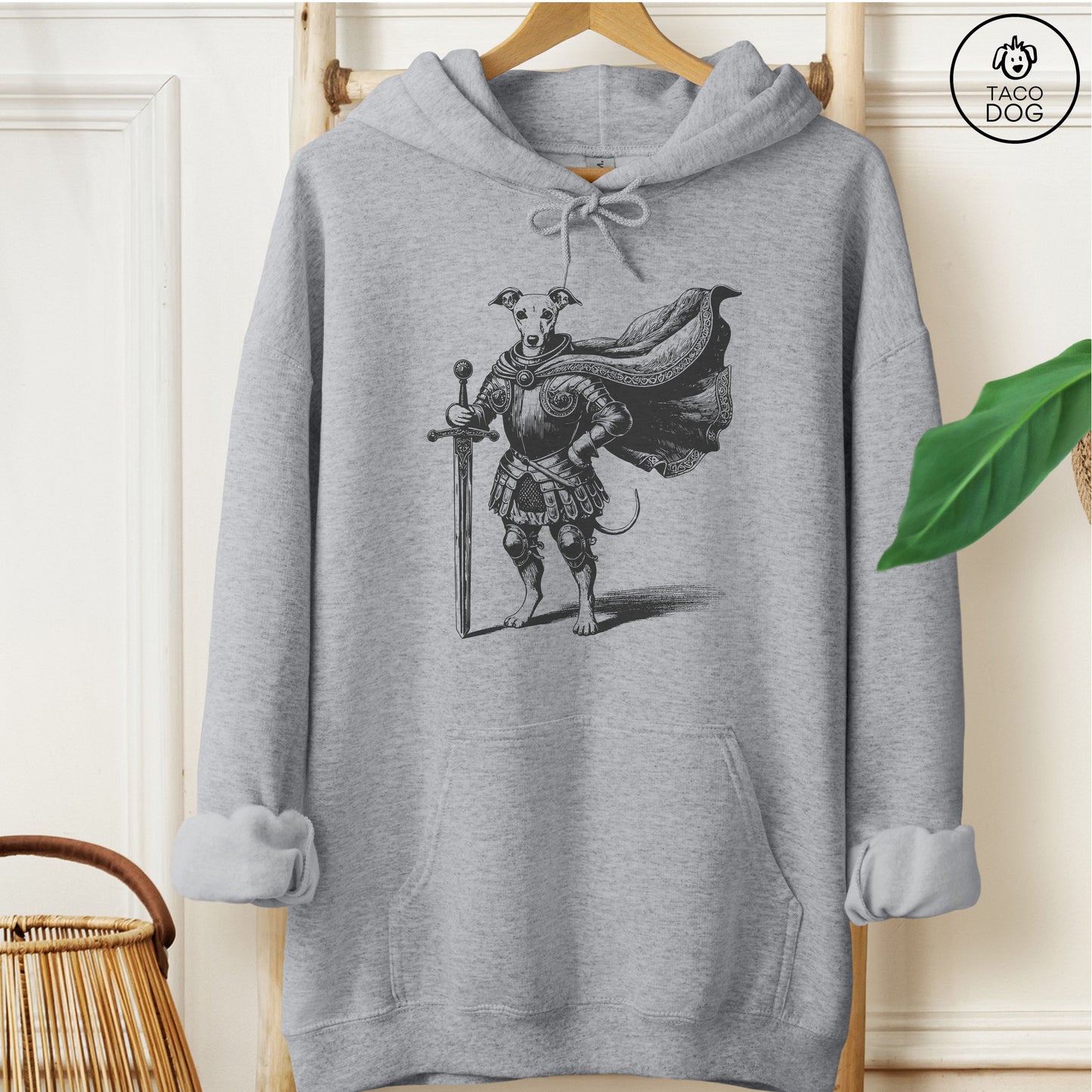 Italian Greyhound Whippet Iggy Knight Hoodie Graphite Heather Taco-Dog