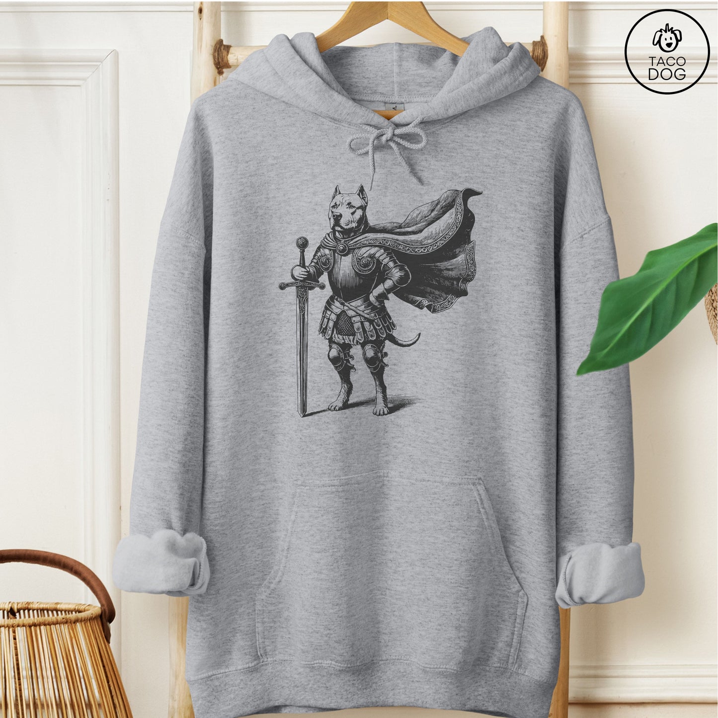 Pitbull Pittbull Pittie Knight Hoodie Graphite Heather Taco-Dog
