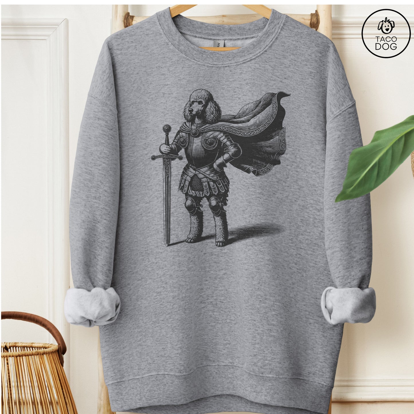Poodle Knight Sweatshirt Graphite Heather Taco-Dog