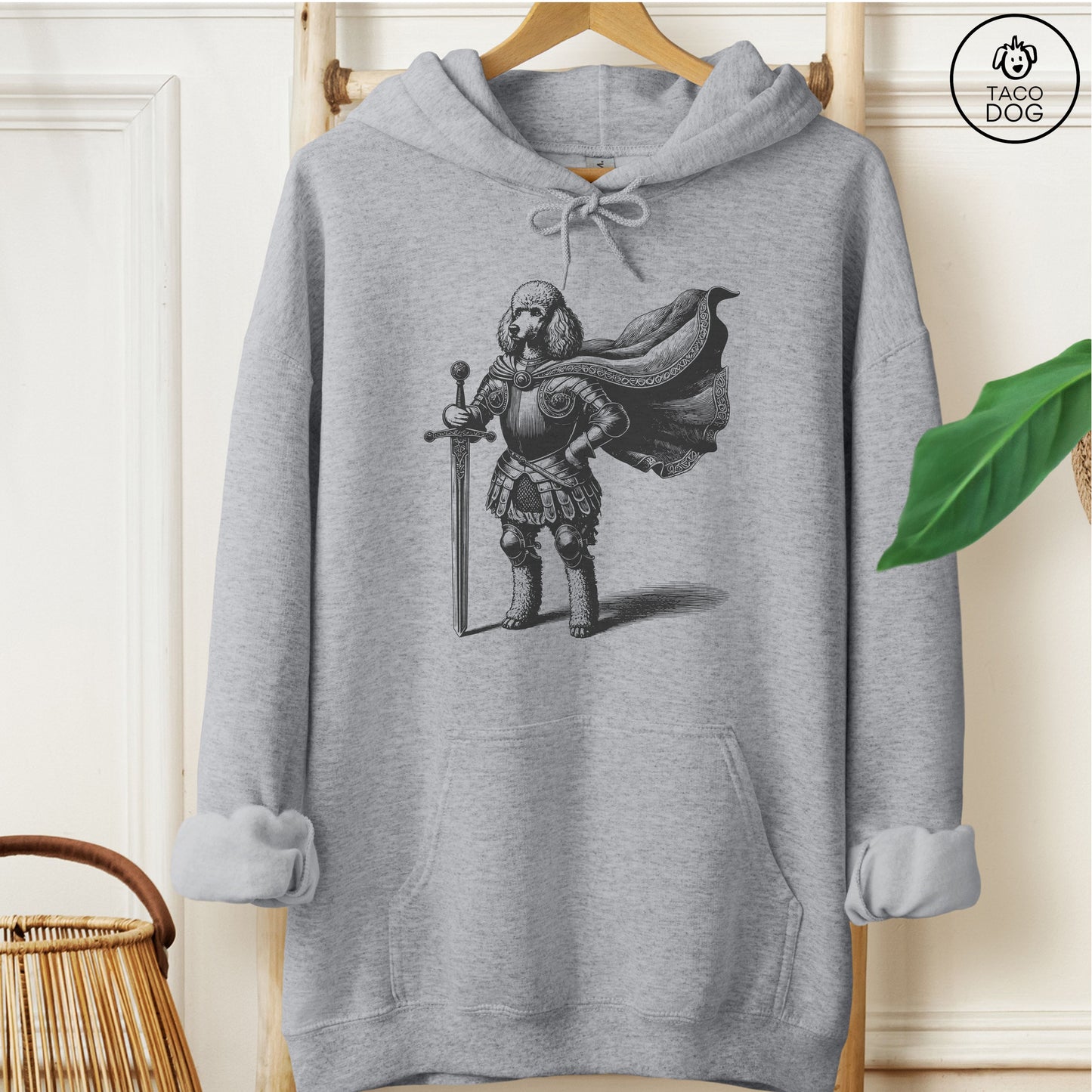 Poodle Knight Hoodie Graphite Heather Taco-Dog