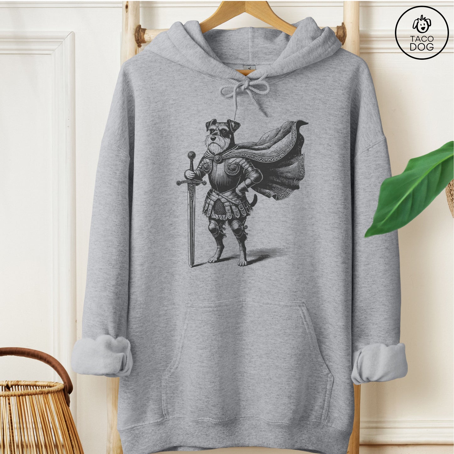 Schnauzer Knight Hoodie Graphite Heather Taco-Dog