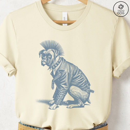 Boxer Dog Punk T-Shirt Natural Taco-Dog