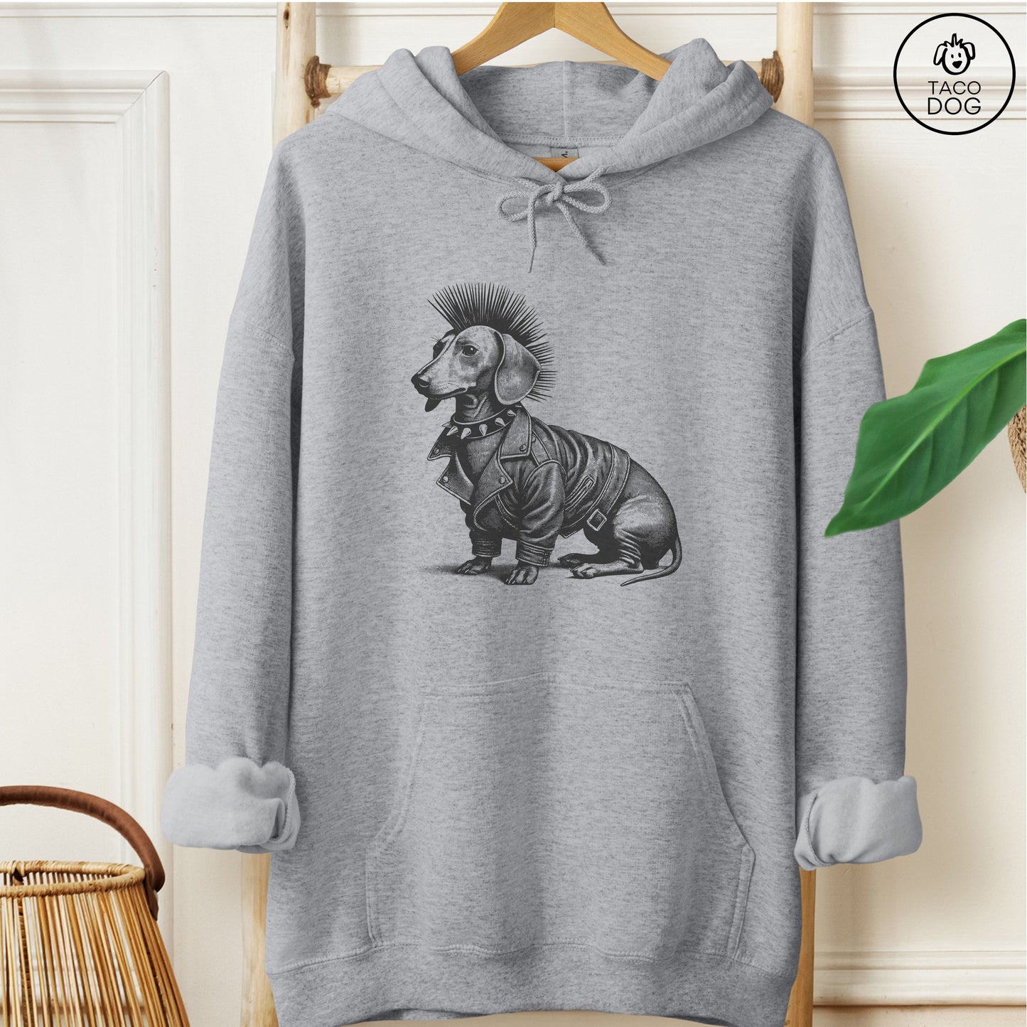 Dachshund Weenie Punk Hoodie Graphite Heather