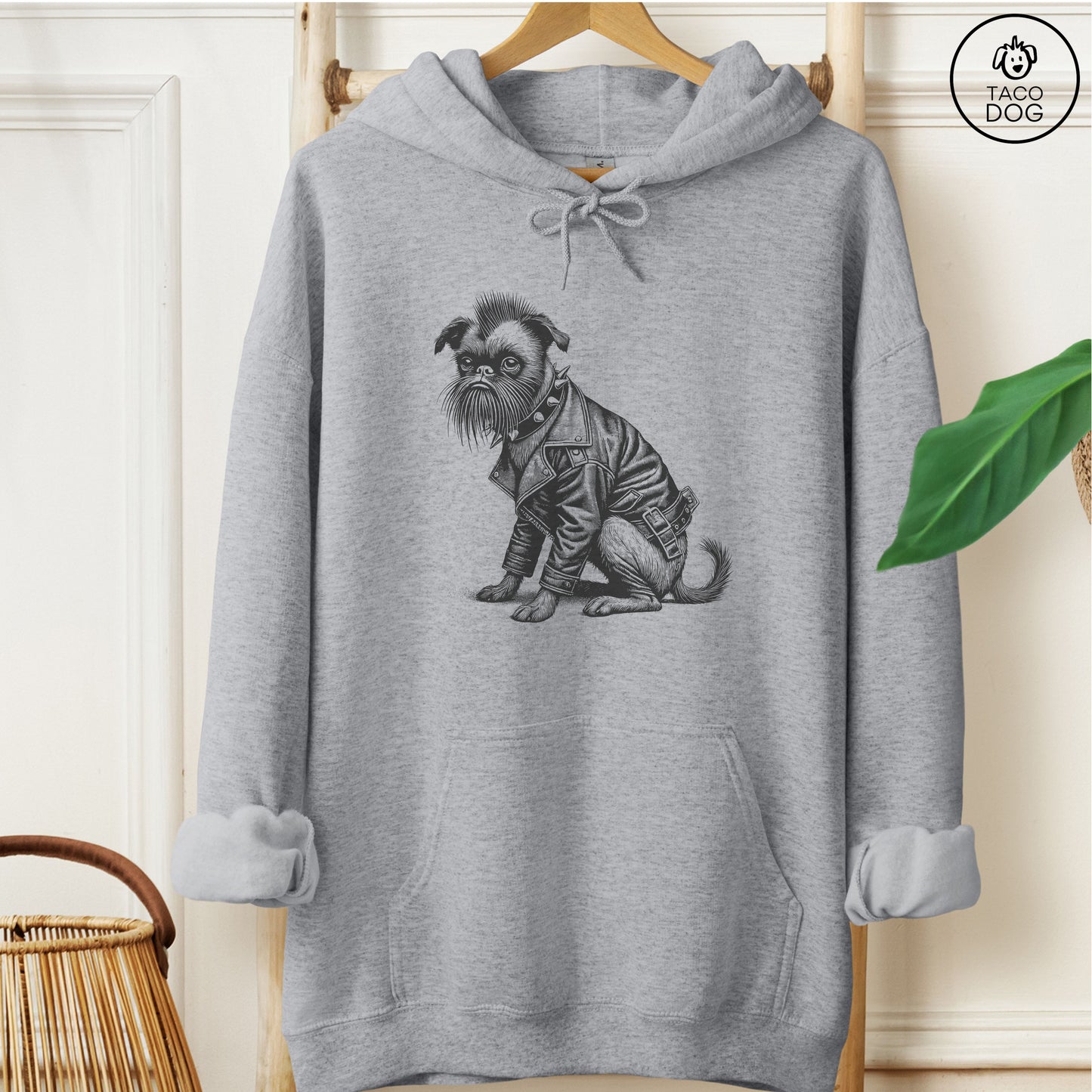 Brussels Griffon Griff Punk Hoodie Graphite Heather