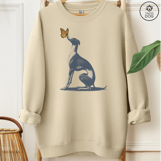 Italian Greyhound Whippet Iggy Butterfly Sweatshirt Sand Taco-Dog