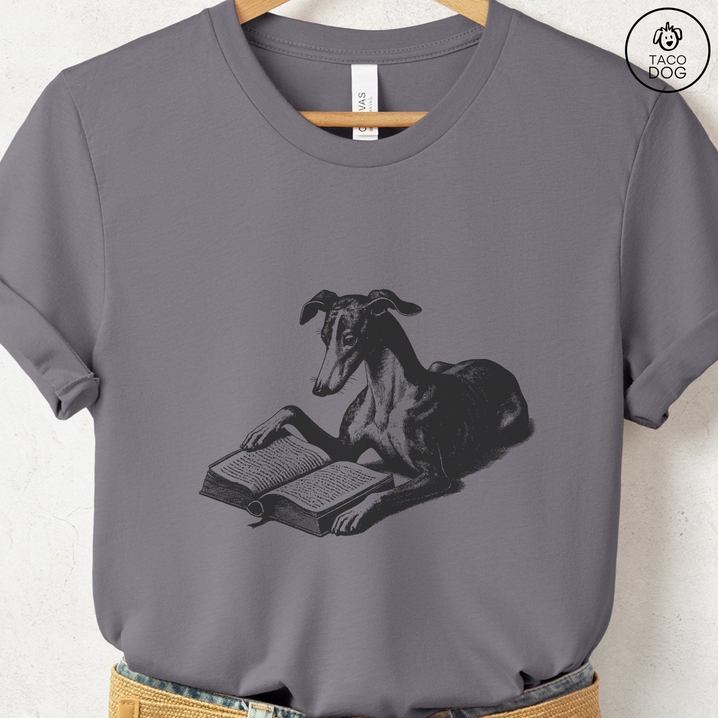 Italian Greyhound Whippet Iggy Studying Book T-Shirt