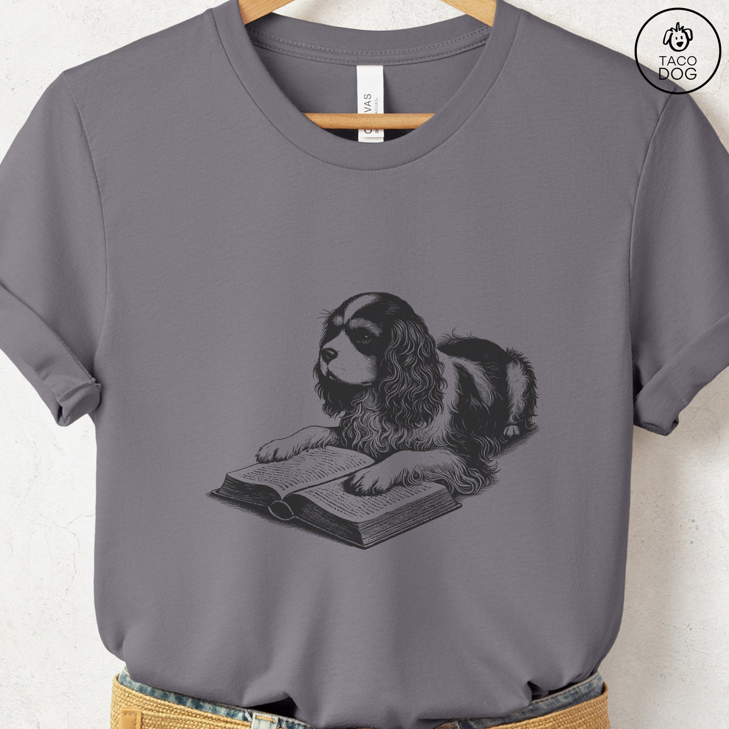 Cavalier King Charles Spaniel Studying Book T-Shirt