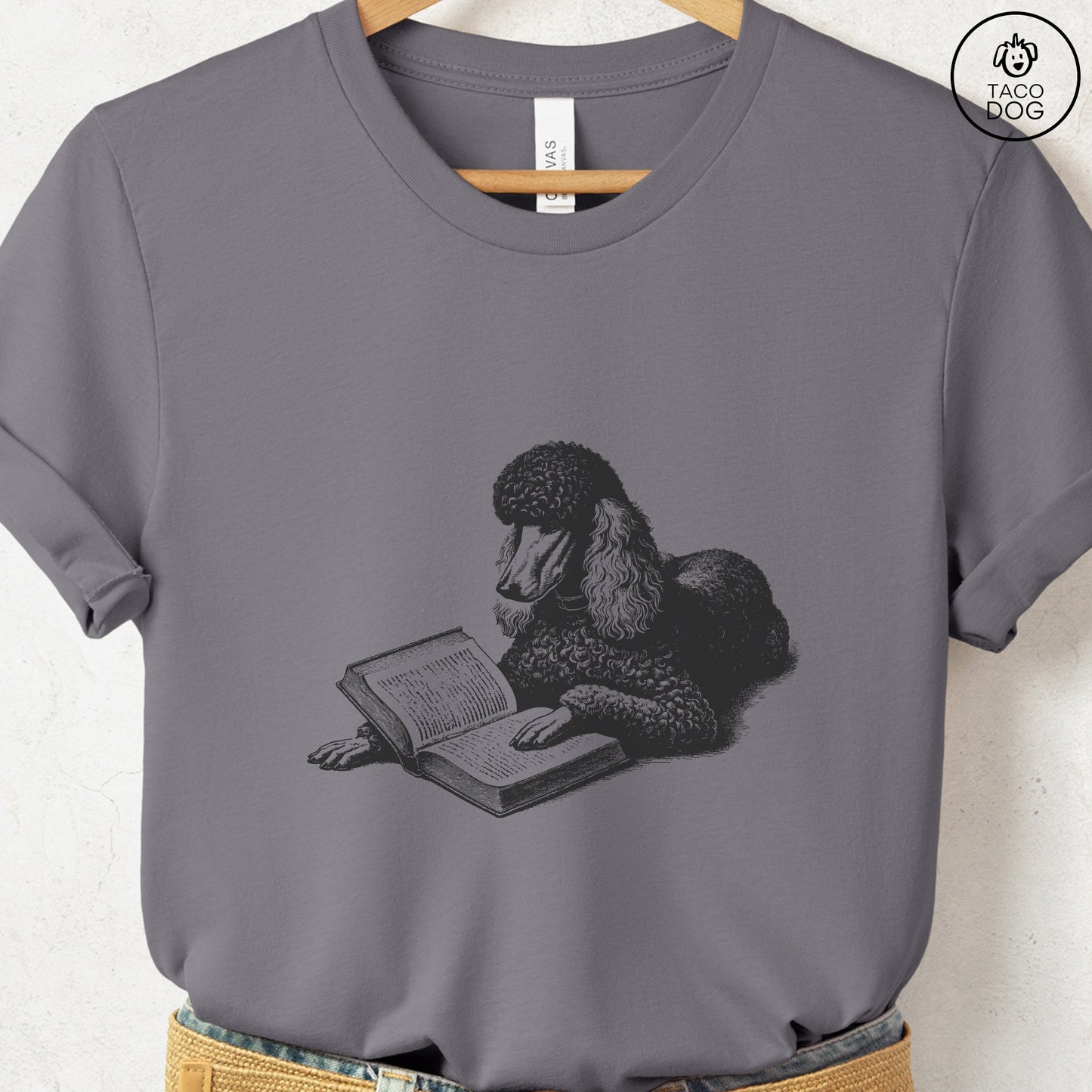 Poodle Studying Book T-Shirt
