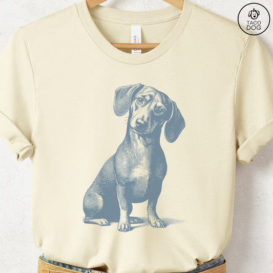 Dachshund Weenie Say What? T-Shirt Natural Taco-Dog