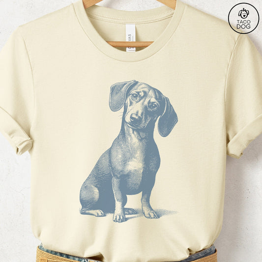 Dachshund Weenie Say What? T-Shirt Natural Taco-Dog
