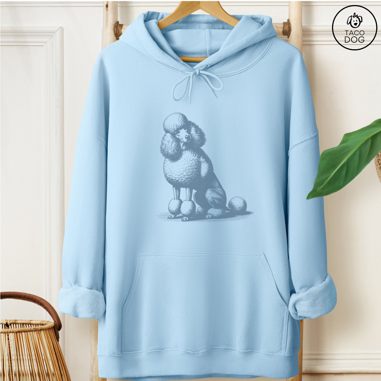 Poodle Say What? Hoodie Light Blue Taco-Dog