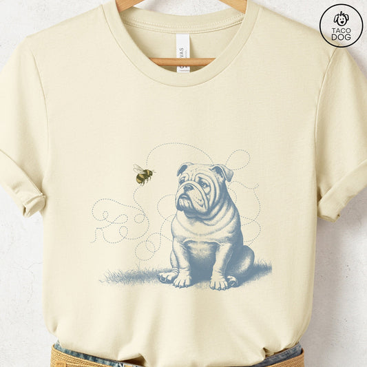English Bulldog Bumble Bee T-Shirt Natural Taco-Dog