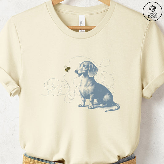 Dachshund Weenie Bumble Bee T-Shirt Natural Taco-Dog