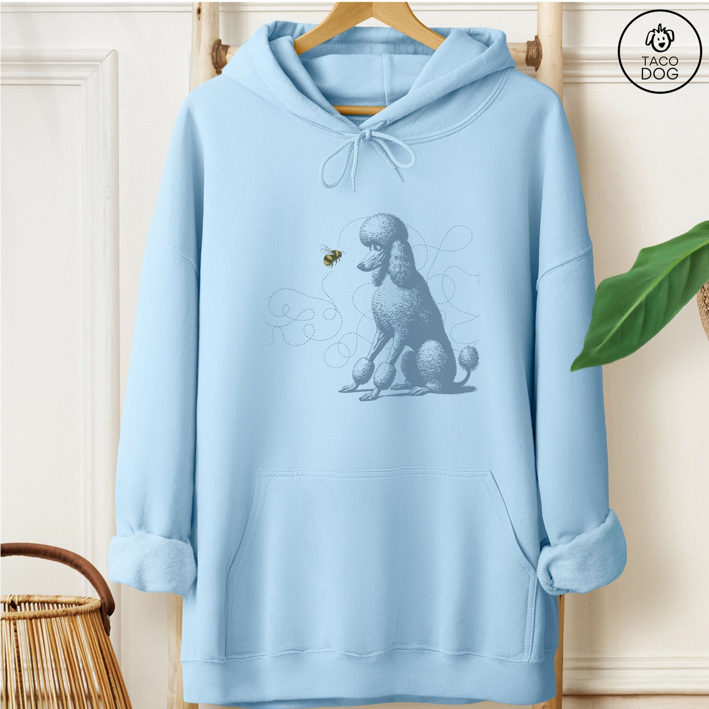 Poodle Bumble Bee Hoodie Light Blue Taco-Dog