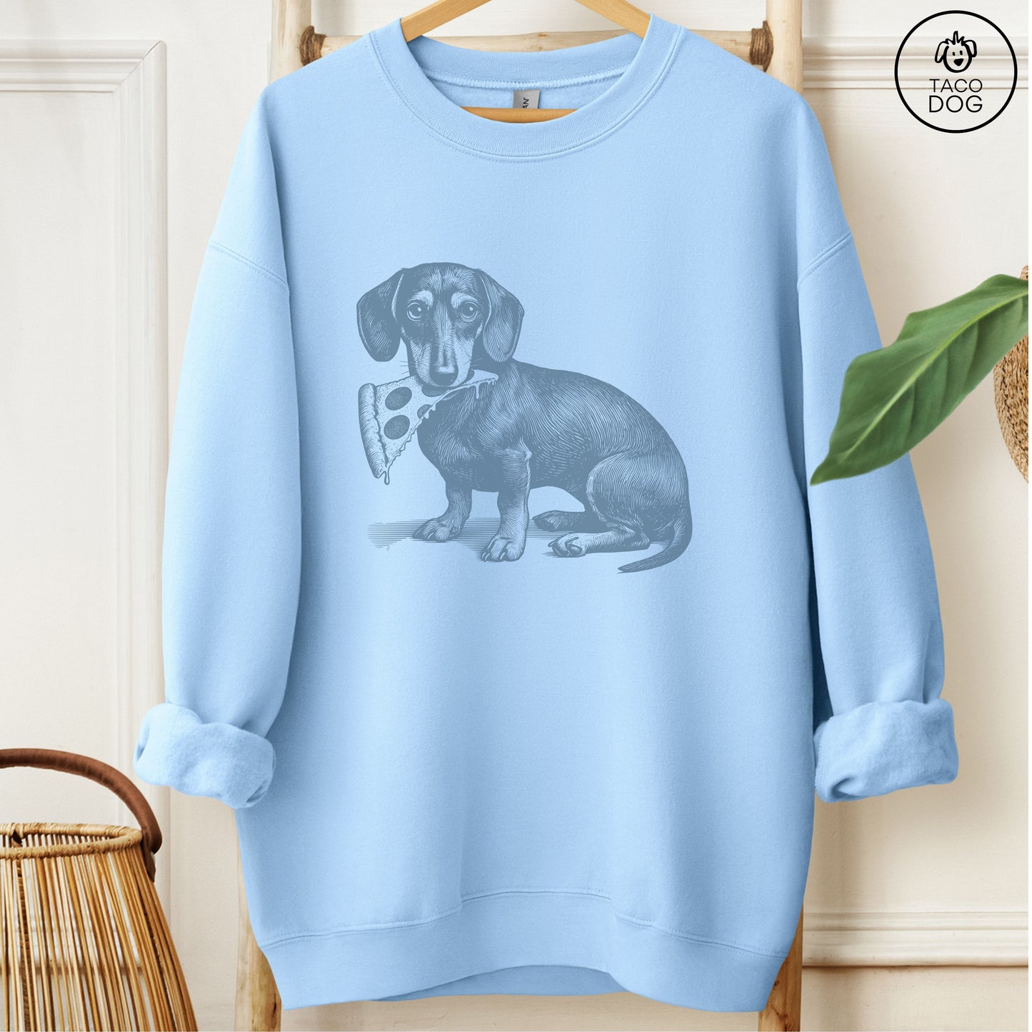Dachshund Weenie Pizza Sweatshirt Light Blue Taco-Dog