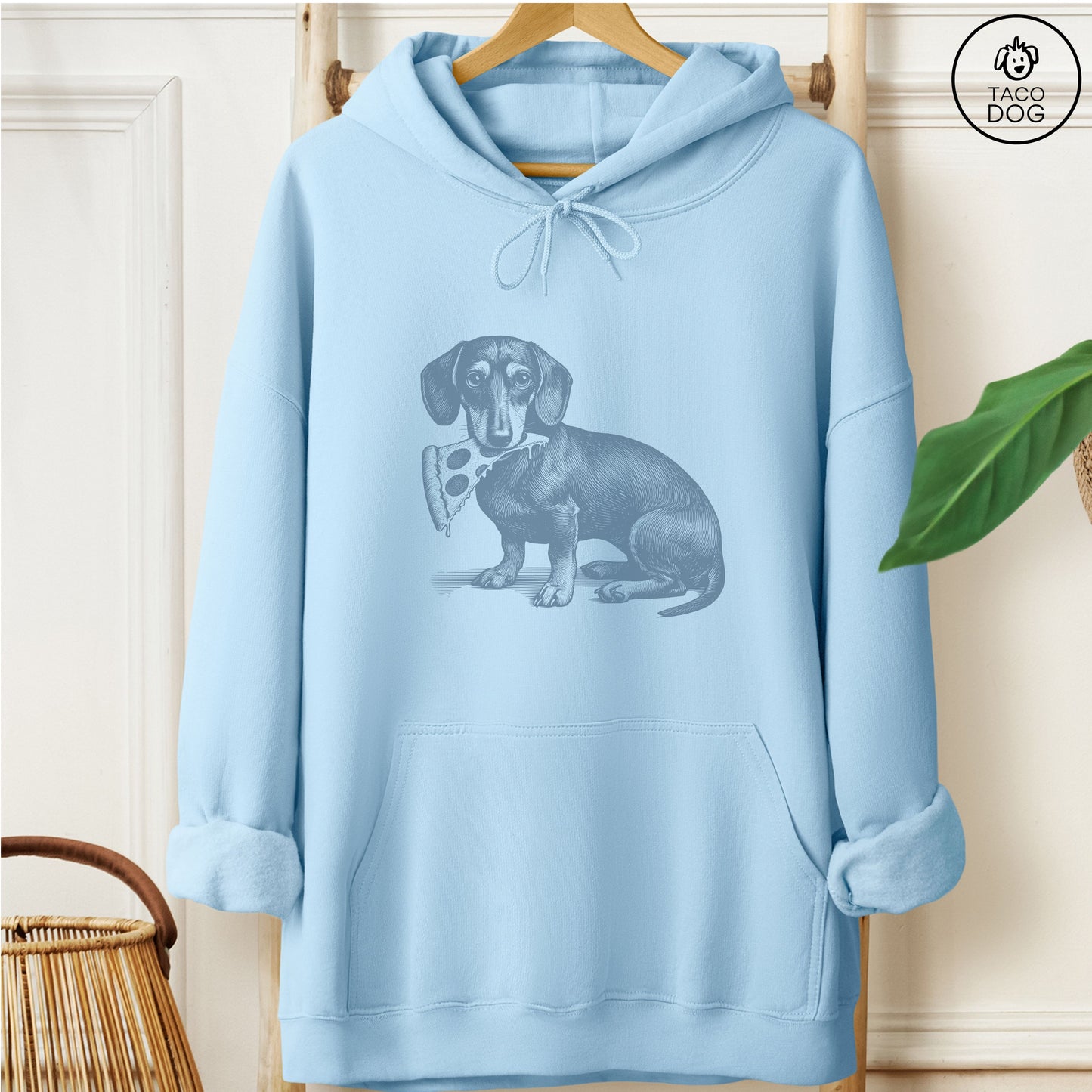 Dachshund Weenie Pizza Hoodie Light Blue Taco-Dog