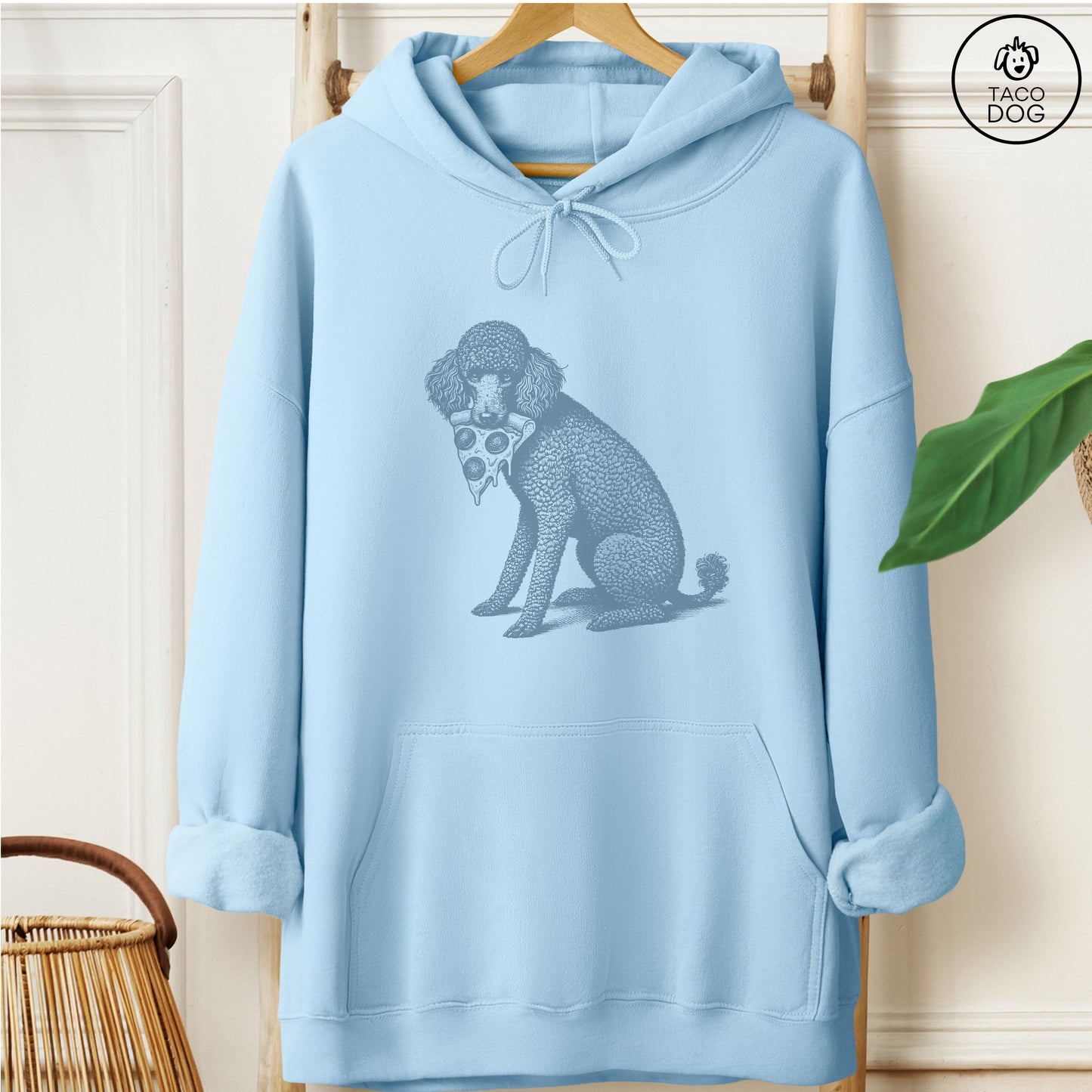 Poodle Pizza Hoodie Light Blue Taco-Dog