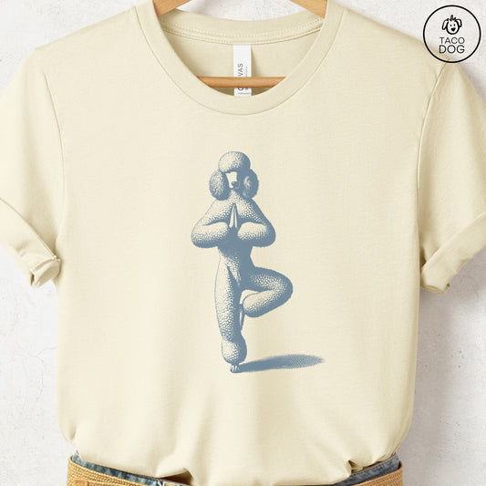 Poodle Tree Pose Yoga T Shirt Natural Taco-Dog
