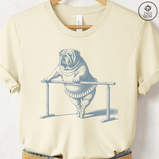 English Bulldog Ballet T Shirt Natural Taco-Dog