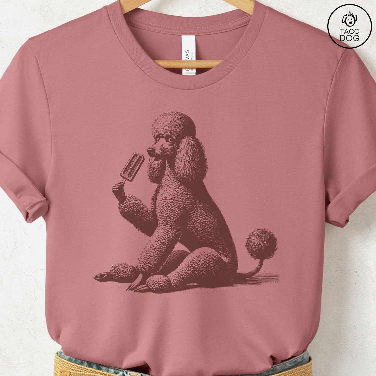 Poodle Popsicle T-Shirt Heather Mauve Taco-Dog
