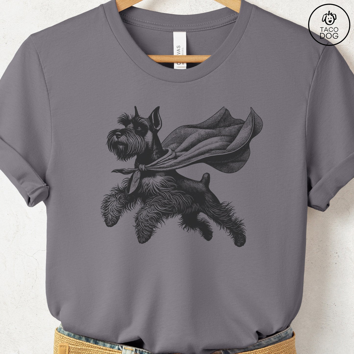 Schnauzer Flying Cape T-Shirt Storm
