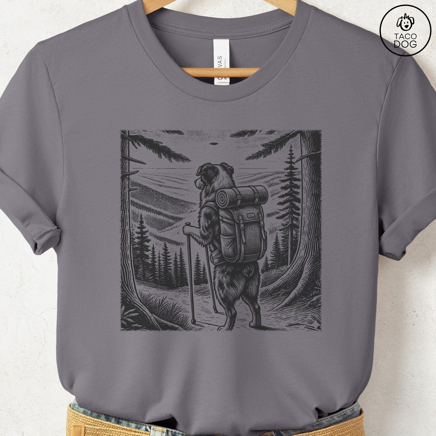 Australian Shepherd Aussie Hiking T-Shirt Storm