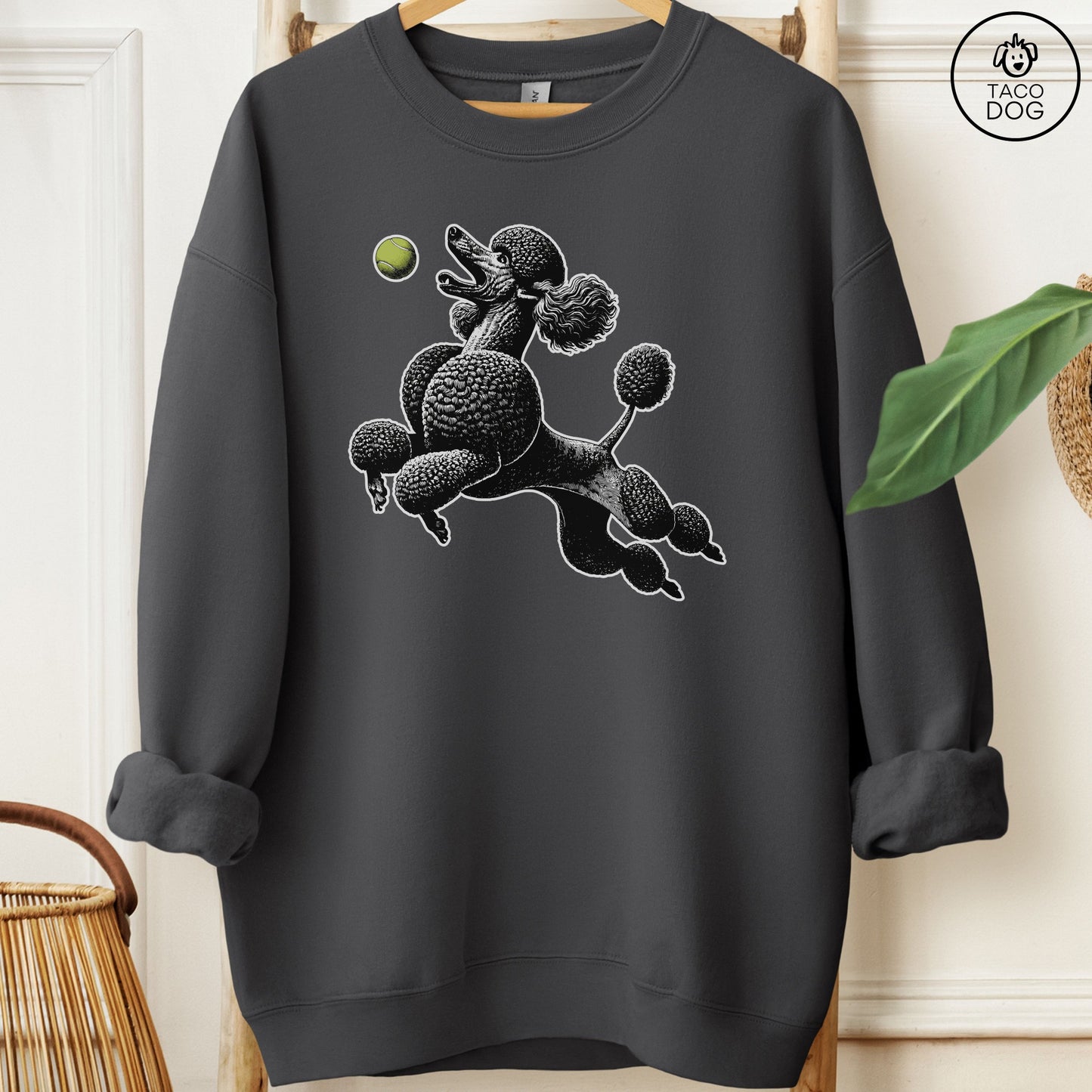 Poodle Tennis Ball Sweatshirt Charcoal