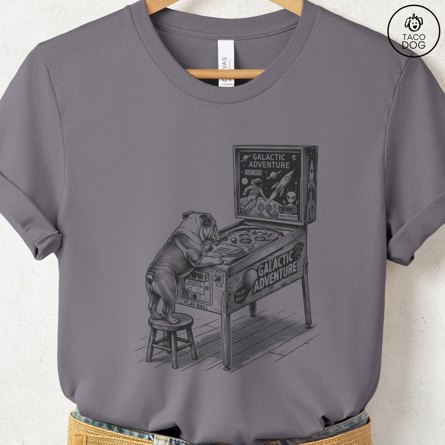 English Bulldog Pinball T-Shirt Storm Taco-Dog