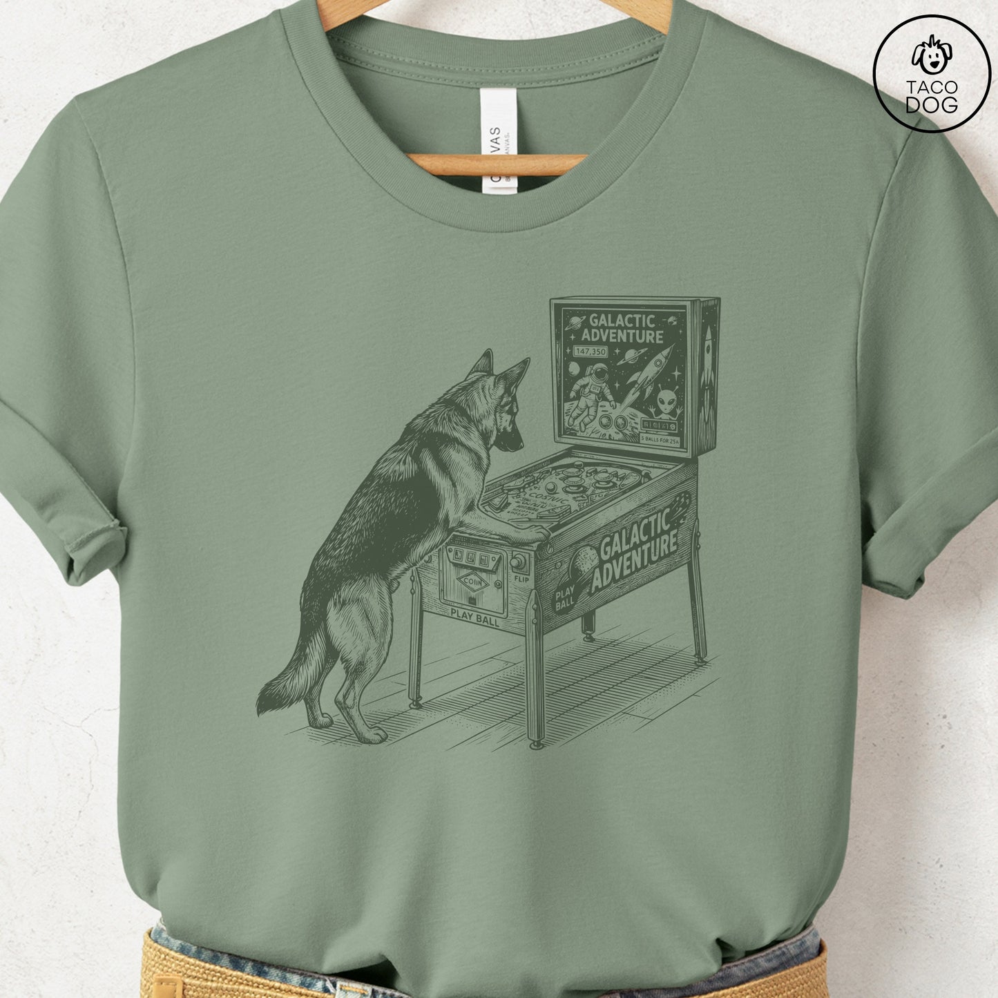 German Shepherd Pinball T-Shirt Sage
