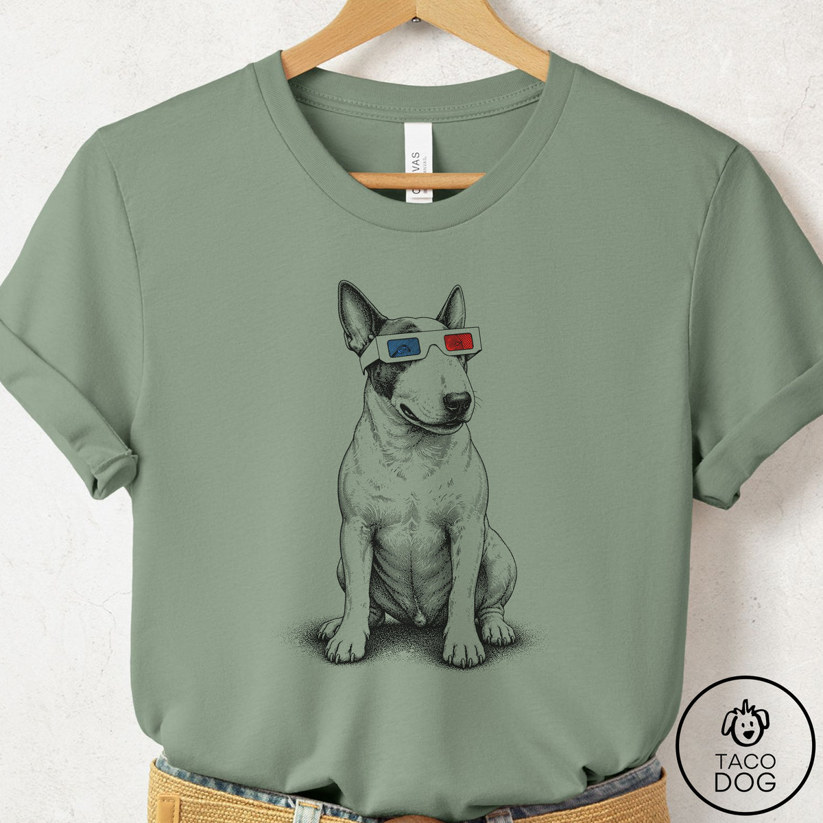 Bull Terrier 3d T-Shirt Sage Taco-Dog