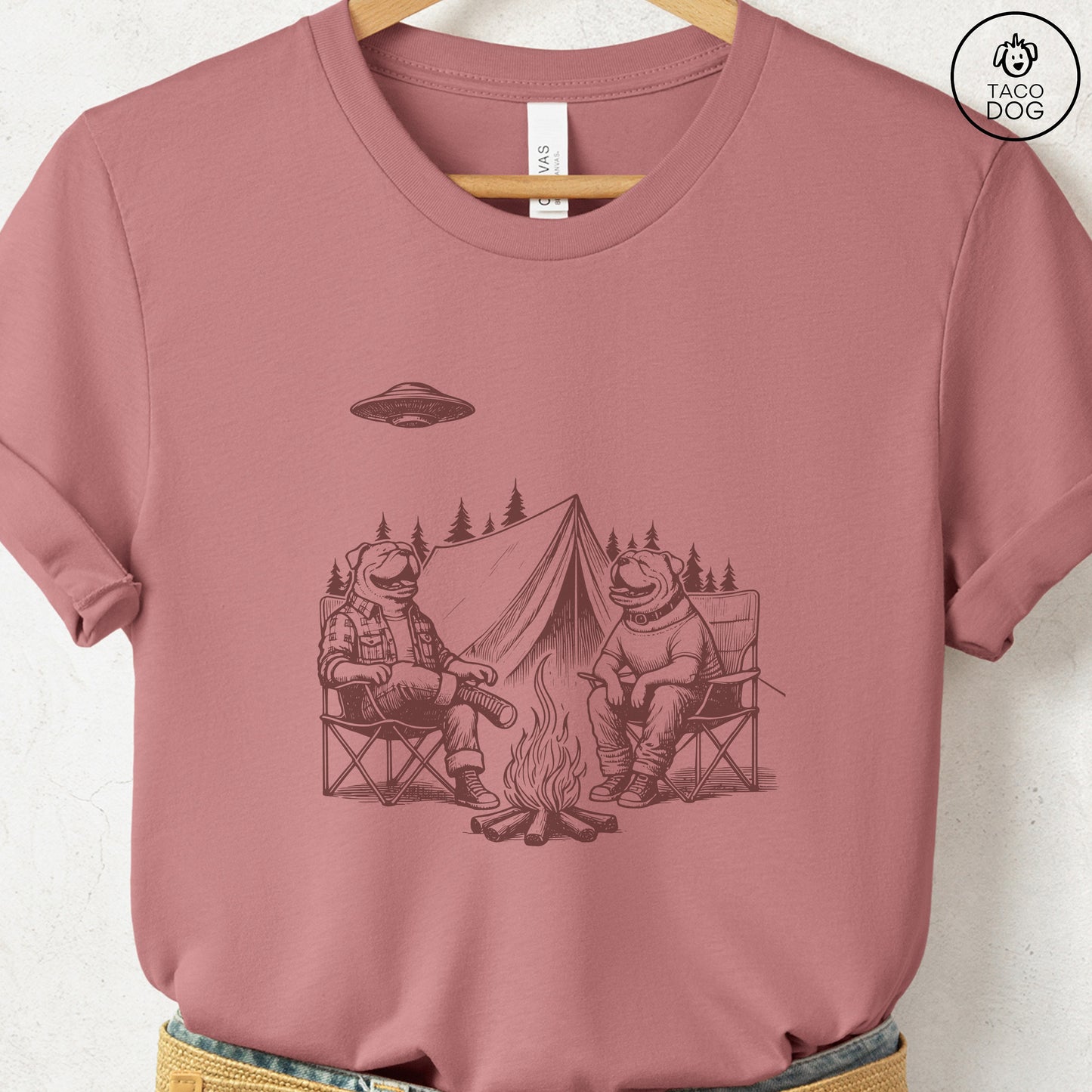 English Bulldog Camping T-Shirt Taco-Dog