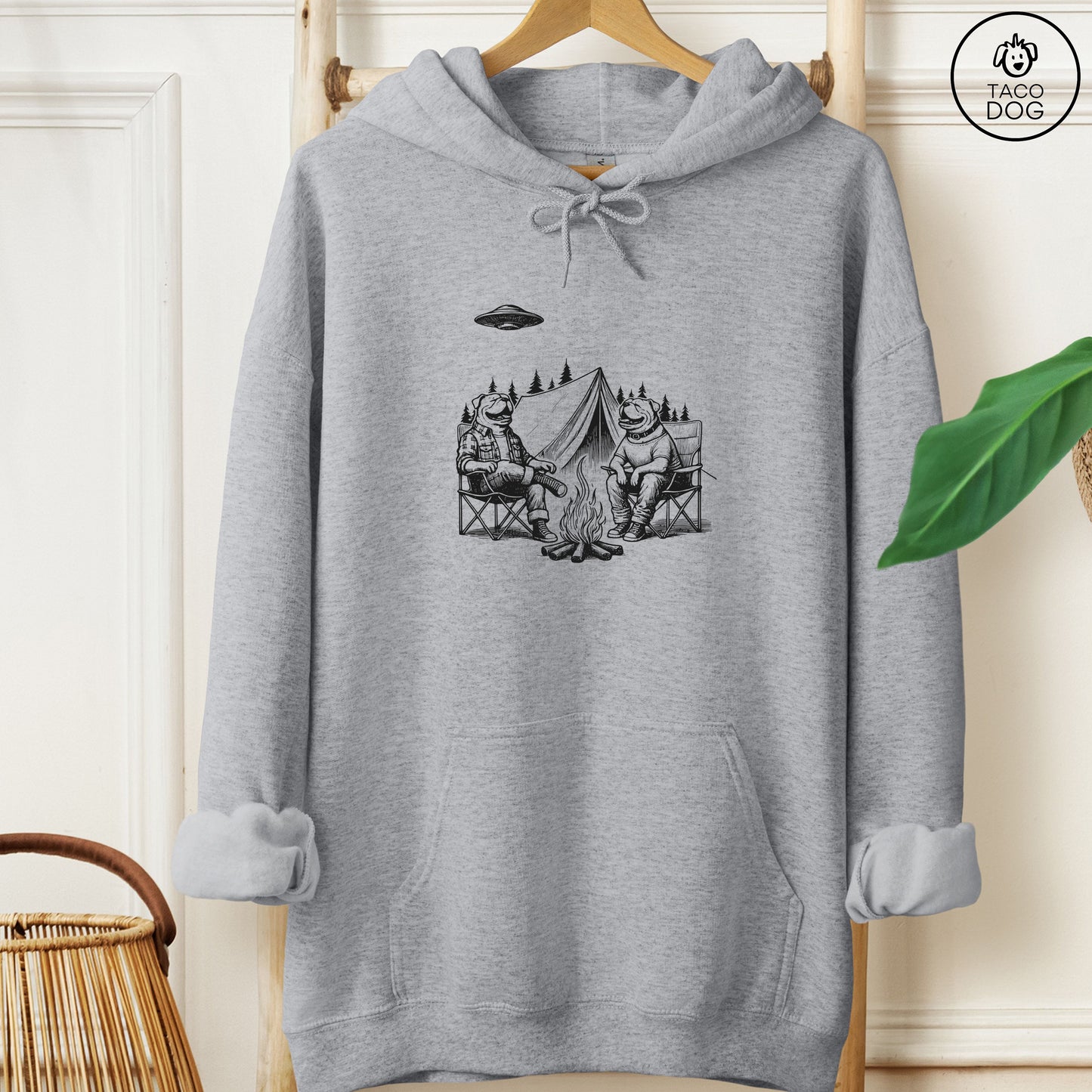 English Bulldog Camping Hoodie Taco-Dog