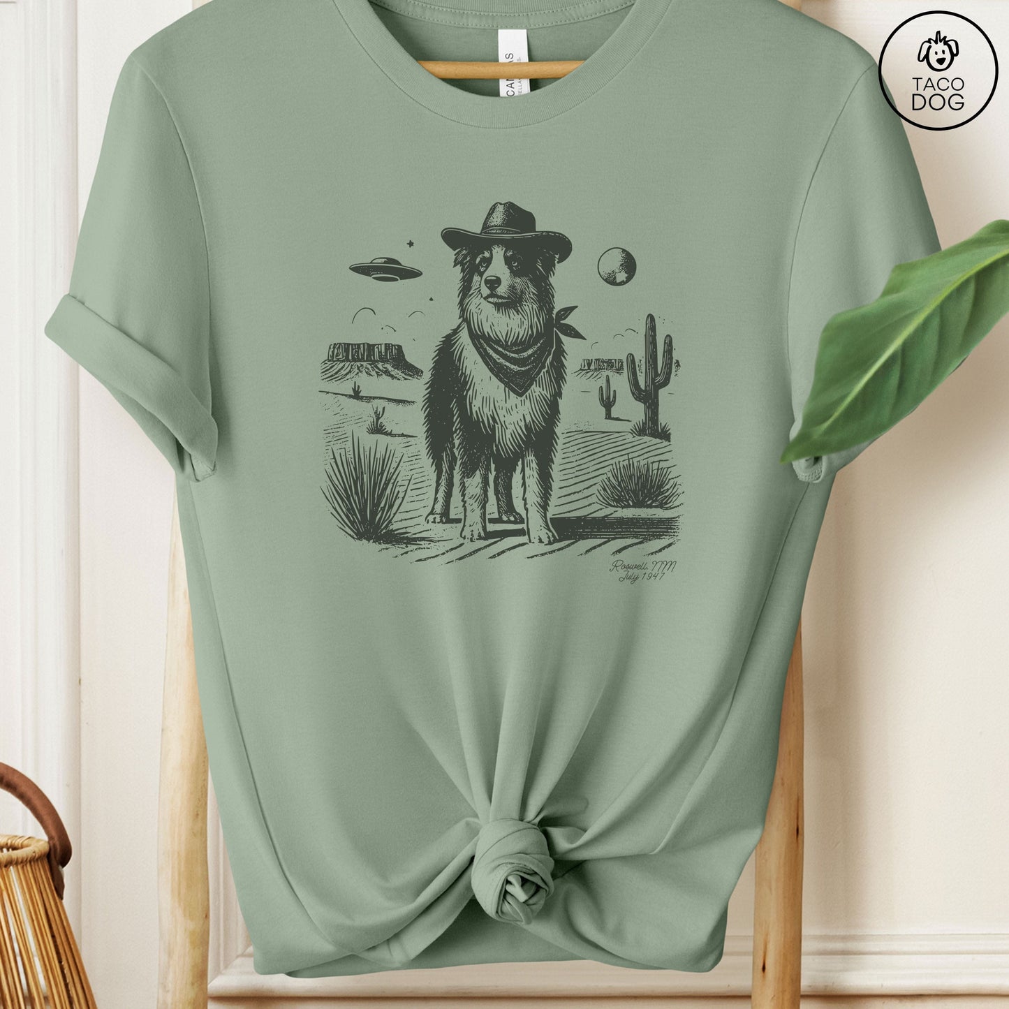 Australian Shepherd Aussie Cowboy Ink Space UFO T-Shirt